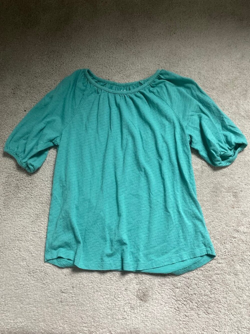 Teal Puff Sleeve Blouse, Small, C&B